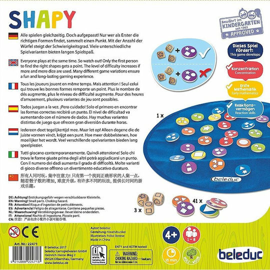 Board Game Shapy for 1-8 Players 4+ Years Old (EN) Beleduc