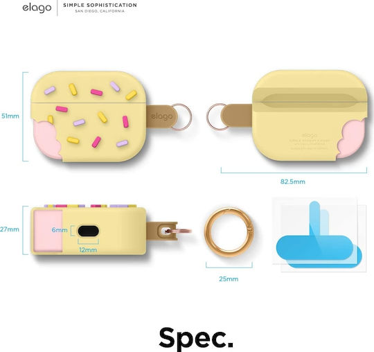 Elago Ice Cream Case Silicone with Hook in Yellow color for Apple AirPods Pro