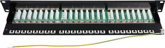 Goobay Patch Panel for Rack 1U 19" with 24 cat6a Ports Black
