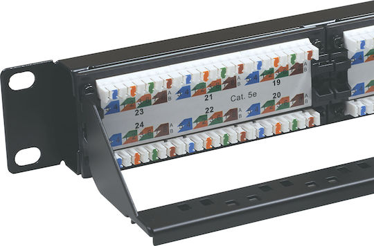 Central Patch Panel für Rack 1U 19" 24 Ports cat6 Schwarz