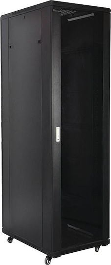 Safewell С крака Рак кабинет 37U Несглобени 60x60x183см Черен SNB6637