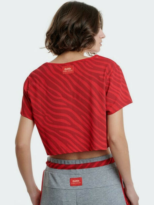 BodyTalk 1211-905320 Damen Sportliches Crop Top Kurzärmelig Rot