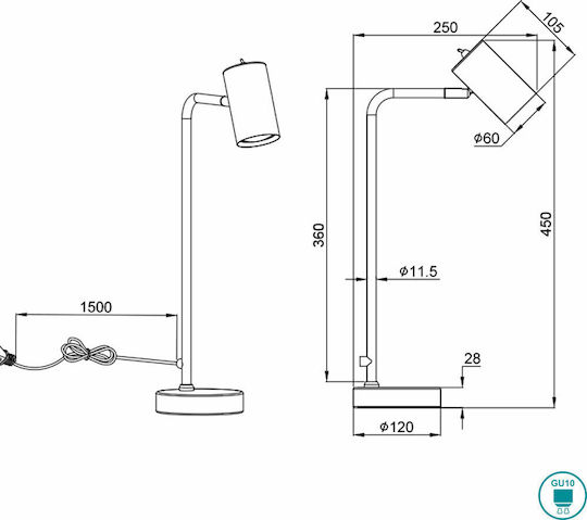 Trio Lighting Διακοσμητικό Φωτιστικό Marley GU10 12x25x45εκ.
