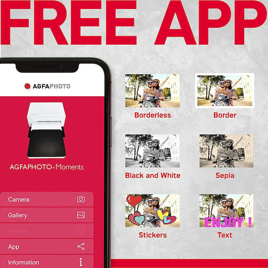AgfaPhoto RealiPix Moments Θερμικός Εκτυπωτής για Φωτογραφίες με Bluetooth
