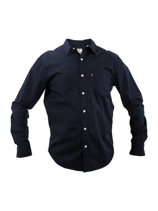 Classic 1 Long-sleeved Cotton Shirt Checked Navy Blue