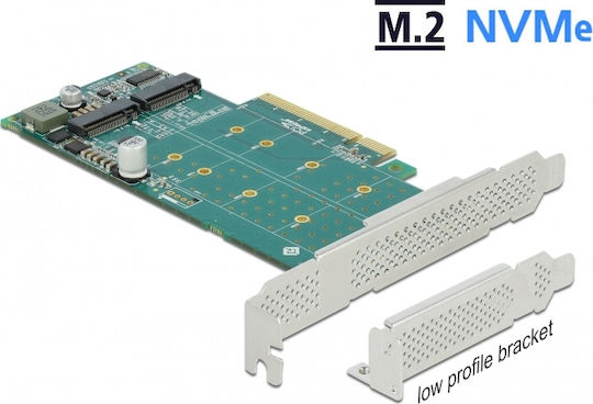 DeLock Κарта PCI в порт M.2 PCI Express x8 Card to 2 x internal NVMe M.2 Key M - Bifurcation