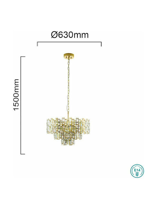 Eglo Calmeilles Kronleuchter 10xE14 Ø63cm mit Kristallen Kupfer 39613