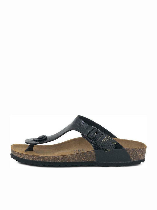 GS Leather Women's Flat Sandals in Black Color