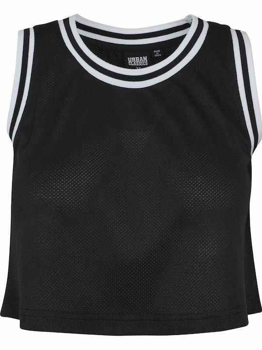 Women's Athletic Crop Top Sleeveless with Sheerness Black