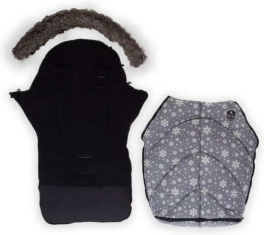 Kikka Boo Shiny Snow Flakes Stroller Footmuff with Fleece Lining 85x45cm Gray