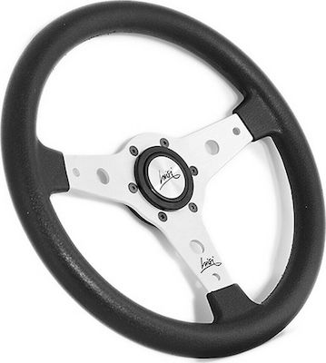 Luisi Falcon Rubber Three Spoke Car Steering Wheel with 34cm Diameter Silver/Black /LU