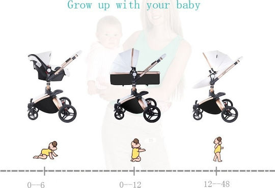 Agape 360° Adjustable 2 in 1 Baby Stroller Suitable for Newborn Brown