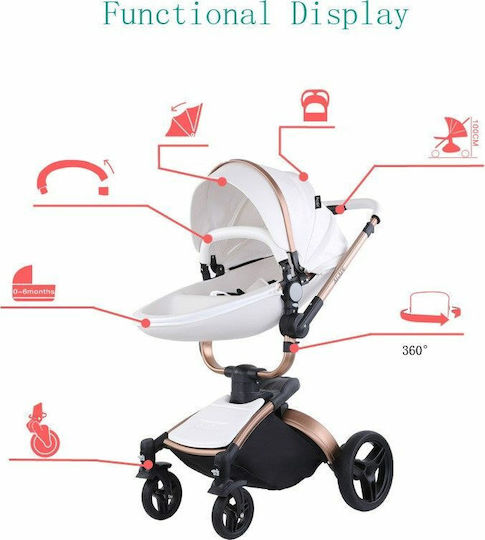 Agape 360° Adjustable 2 in 1 Baby Stroller Suitable for Newborn Brown