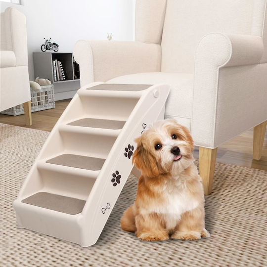 vidaXL Car Steps for Dog Folding Steps Cream 62x40x49.5cm Beige