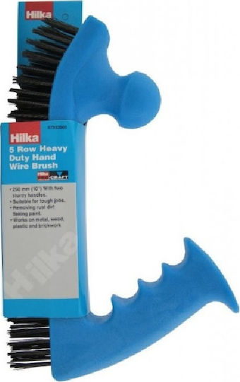 Hilka Hand Wire Brush 5 Rows 250mm Flat Type with 2 Handles Brush with Plastic Handle