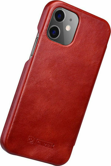 iCarer Curved Edge Genuine Leather Book Δερμάτινο / Δερματίνης Κόκκινο (iPhone 12 Pro Max)