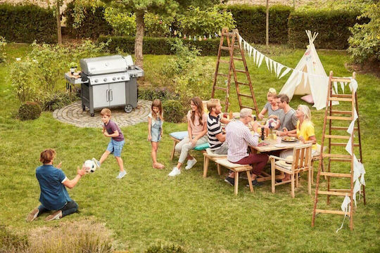 Weber Genesis II SP-435 Газово Барбекю Чугунена Решетка 86брx48брсм. с 4 бр 14.07кВт и Страничен Нагревател