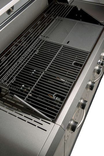 Grill Chef Ψησταριά Υγραερίου Μαντεμένιας Σχάρας και Πλάκας με 6 Εστίες 21kW και Πλαϊνό Μάτι 3kW
