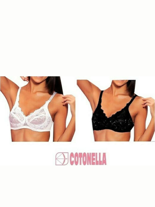 C cup bra with lace without underwire COTONELLA black