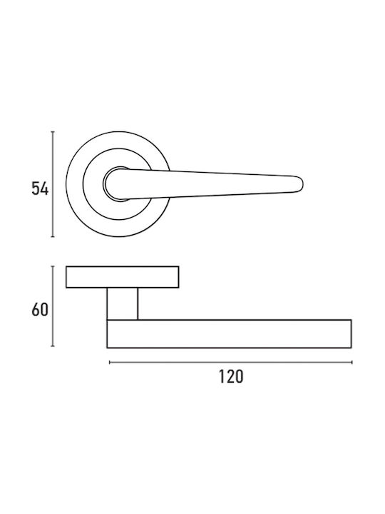 F.F. Group Hebel Mittlere Tür mit Rosette A1252 41031 Paar Nickel