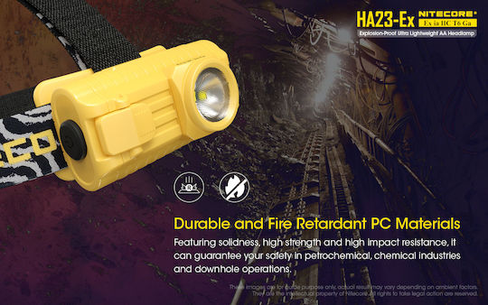 NiteCore Explosionsgeschützt Stirnlampe LED IP67 mit maximaler Helligkeit 100lm Ha23ex Schwarz