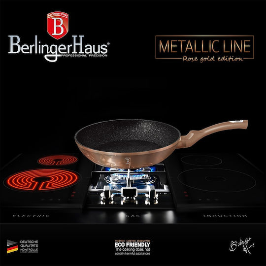 Berlinger Haus Metallic Line Τηγάνι από Αλουμίνιο με Επίστρωση από Πέτρα Rose Gold Collection 30cm