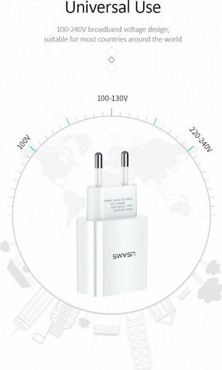 Usams Ladegerät ohne Kabel mit USB-A Anschluss Weißs (CC075)