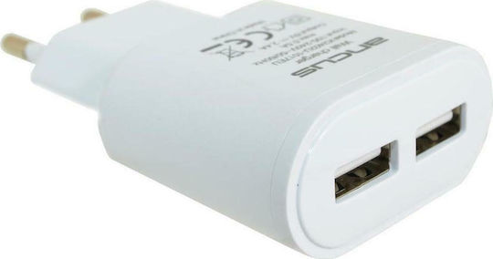 Ancus Încărcător Fără Cablu cu 2 Porturi USB-A Albς (57090)