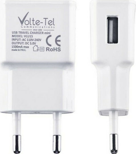 Volte-Tel Charger Without Cable with USB-A Port Whites (VLU15)