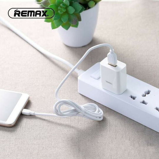 Remax Φορτιστής με Θύρα USB-A και Καλώδιο USB-C Λευκός (TRAVEL)