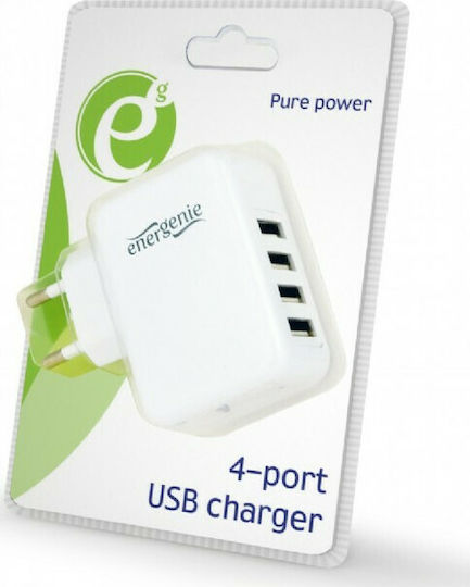 Energenie Charger Without Cable with 4 USB-A Ports 15W Whites (EG-U4AC-02)