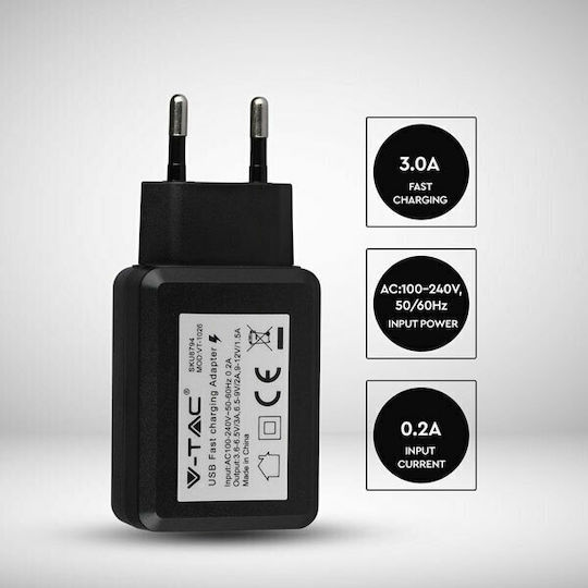 V-TAC Incarcător Fără Fir Cu Port USB-A 18W Negru (VT-1026)