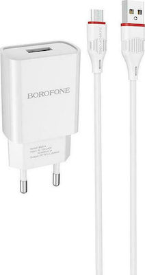 Borofone Charger with USB-A Port and Cable micro USB White (BA20A)