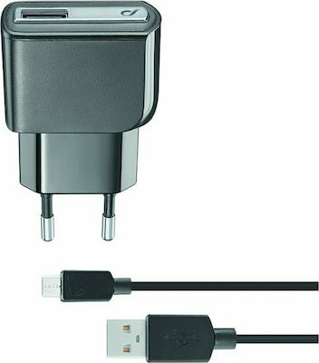 Cellular Line Φορτιστής με Θύρα USB-A και Καλώδιο micro USB 5W Μαύρος (ACHUSBKITMICROUSB2)