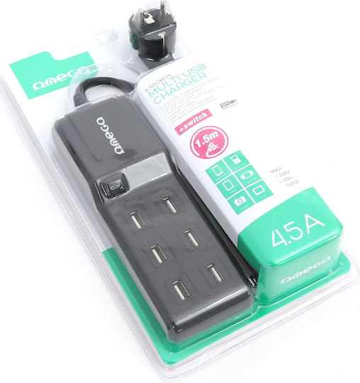 Platinet Charging Stand with 6 USB-A Ports in Black color (OL6USB15B)
