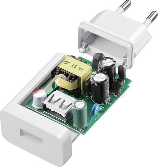 Cellular Line Ladegerät ohne Kabel mit USB-A Anschluss 15W Weißs (ACHSMUSB15WW)