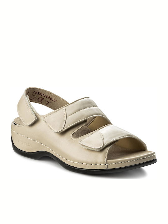 Berkemann Sofie Leather Women's Flat Sandals Anatomic in Beige Color