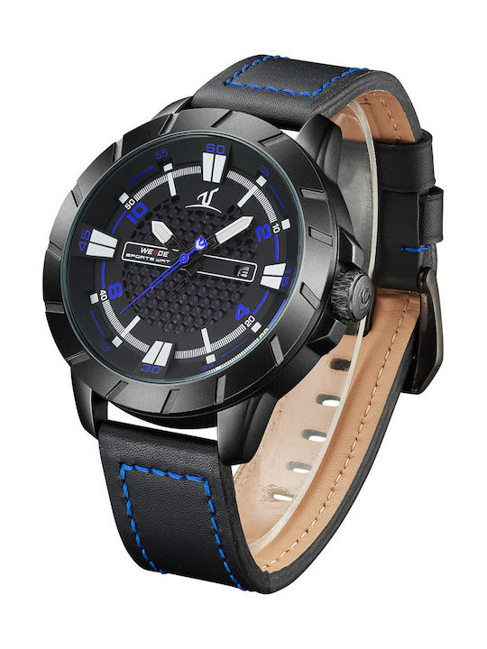 Weide Men's Watch 50mm Battery with Black Leather Strap