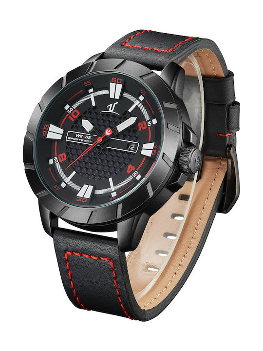 Weide Мъжки часовник 50mm на батерия с черна кожена каишка
