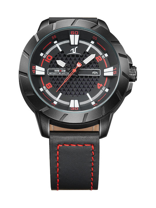 Weide Мъжки часовник 50mm на батерия с черна кожена каишка