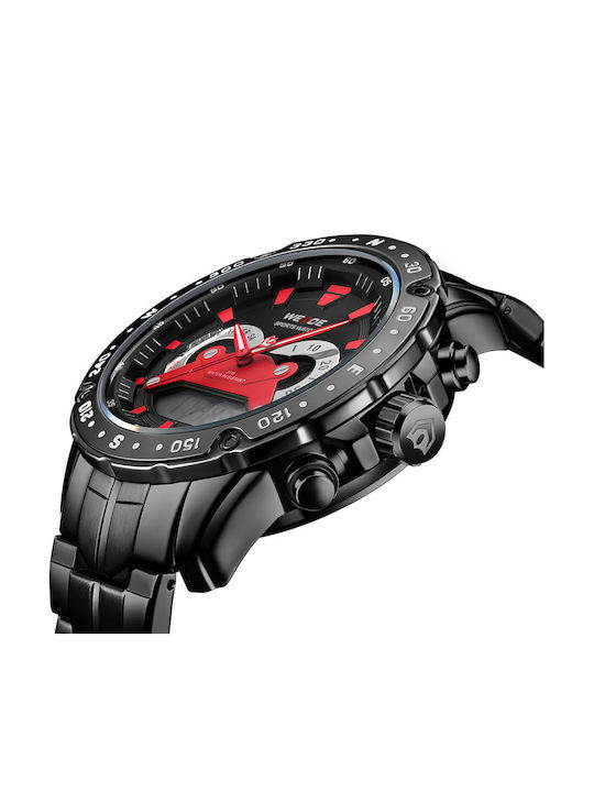 Weide Мъжки Часовник 47mm Хронограф На Батерия С Черна Стоманена Гривна