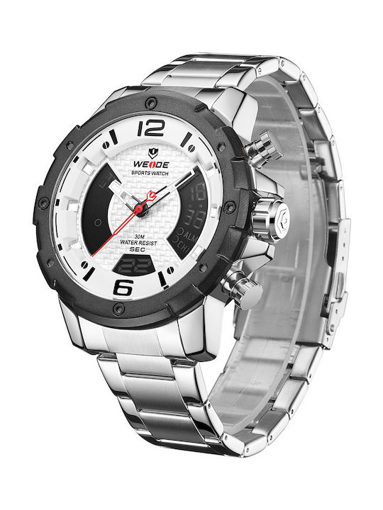 Weide Men's Watch 43mm Battery with Silver Metal Bracelet