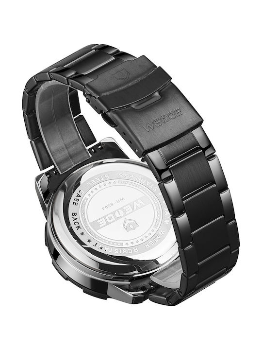 Weide Herrenuhr 46mm Batterie mit Schwarz Metallarmband