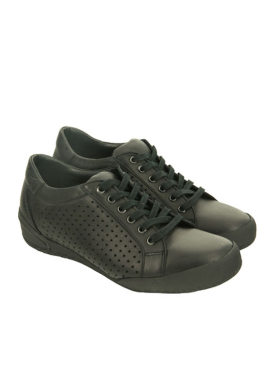 70105 Δερμάτινα Γυναικεία Oxfords σε Μαύρο Χρώμα