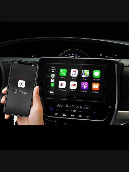 JVC Sistem Audio Auto 2DIN (Bluetooth/USB/AUX/WiFi/GPS/Apple-Carplay/Android-Auto) cu Ecran Tactil 6.8"