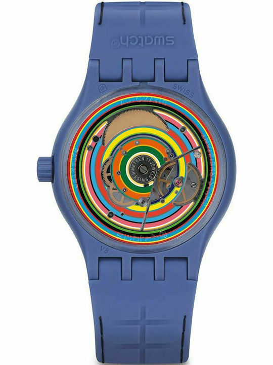 Swatch Sistem Aqua Men's Watch 42mm Automatic with Blue Rubber Strap