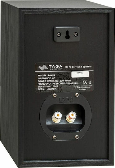 Taga Harmony TAV-S Ζεύγος Ηχείων Hi-Fi Βιβλιοθήκης 50W 2 Δρόμων Π16.5xΒ14.5xΥ26.5εκ. Μαύρο