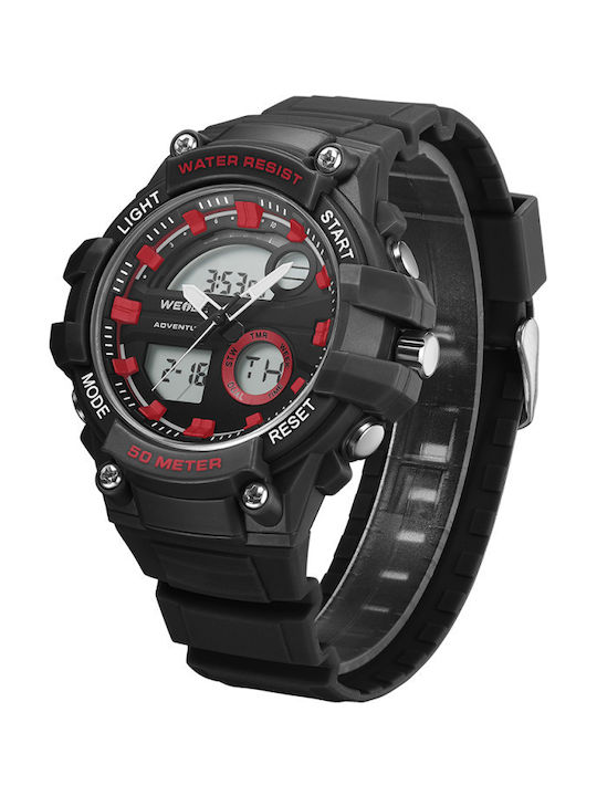 Weide Дигитален Мъжки часовник 52 мм На батерия с Черна каишка от Каучук