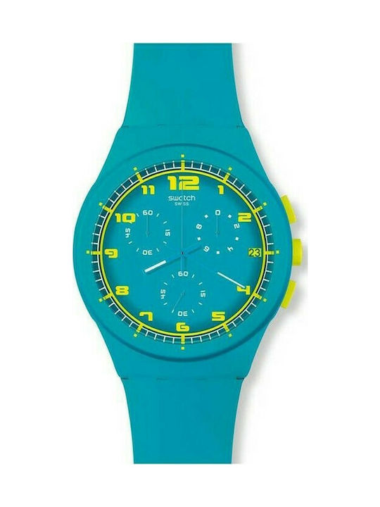 Swatch Uhr Chronograph mit Blau Kautschukarmband