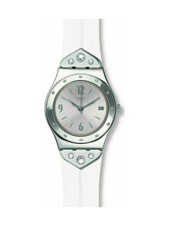 Swatch Scintillating Watch with White Rubber Strap